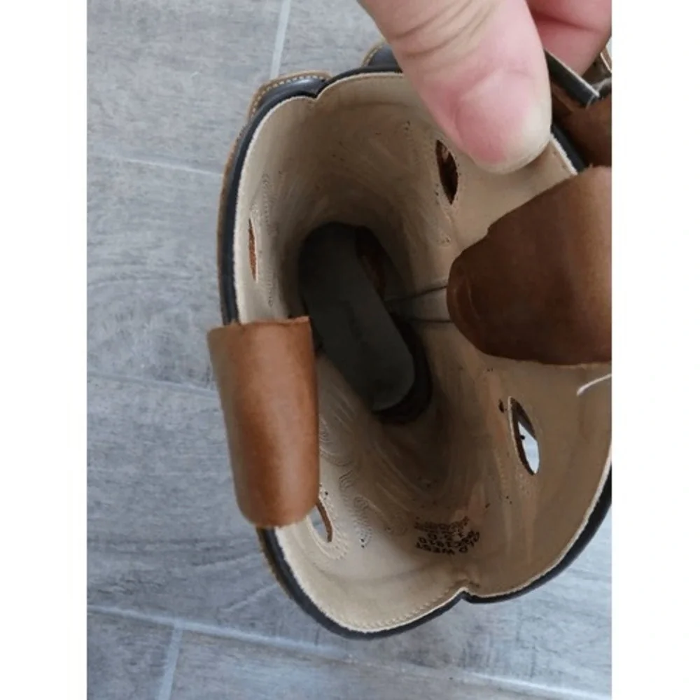 Old West Country Western Cowboy Boots Leather Square‎ Toe Unisex Size 1.5